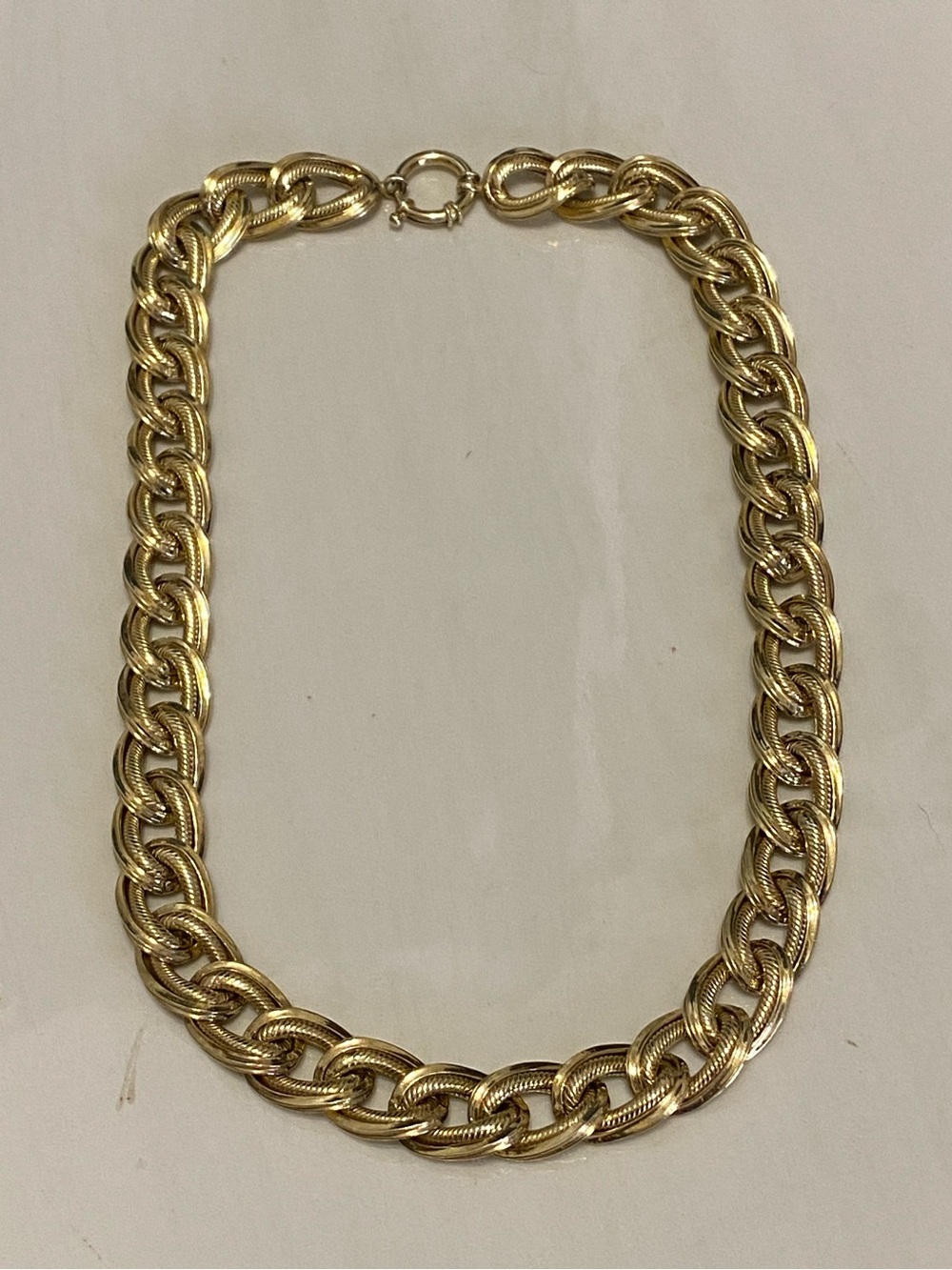 Sterling Silver Gold Wash Chunky Link Necklace 925 Turkey - Picture 9 of 12